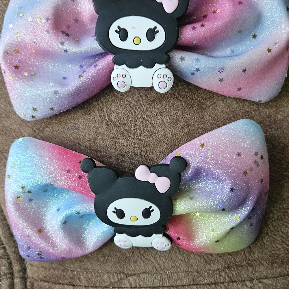 Kids Hair Bow Set - Pink and Blue